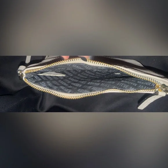 Minimalist Cream Leather Wristlet Clutch - Picture 2 of 2